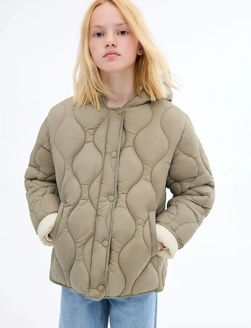 Mango - Hood puffer coat - quiltede jakker - beige - khaki - 0