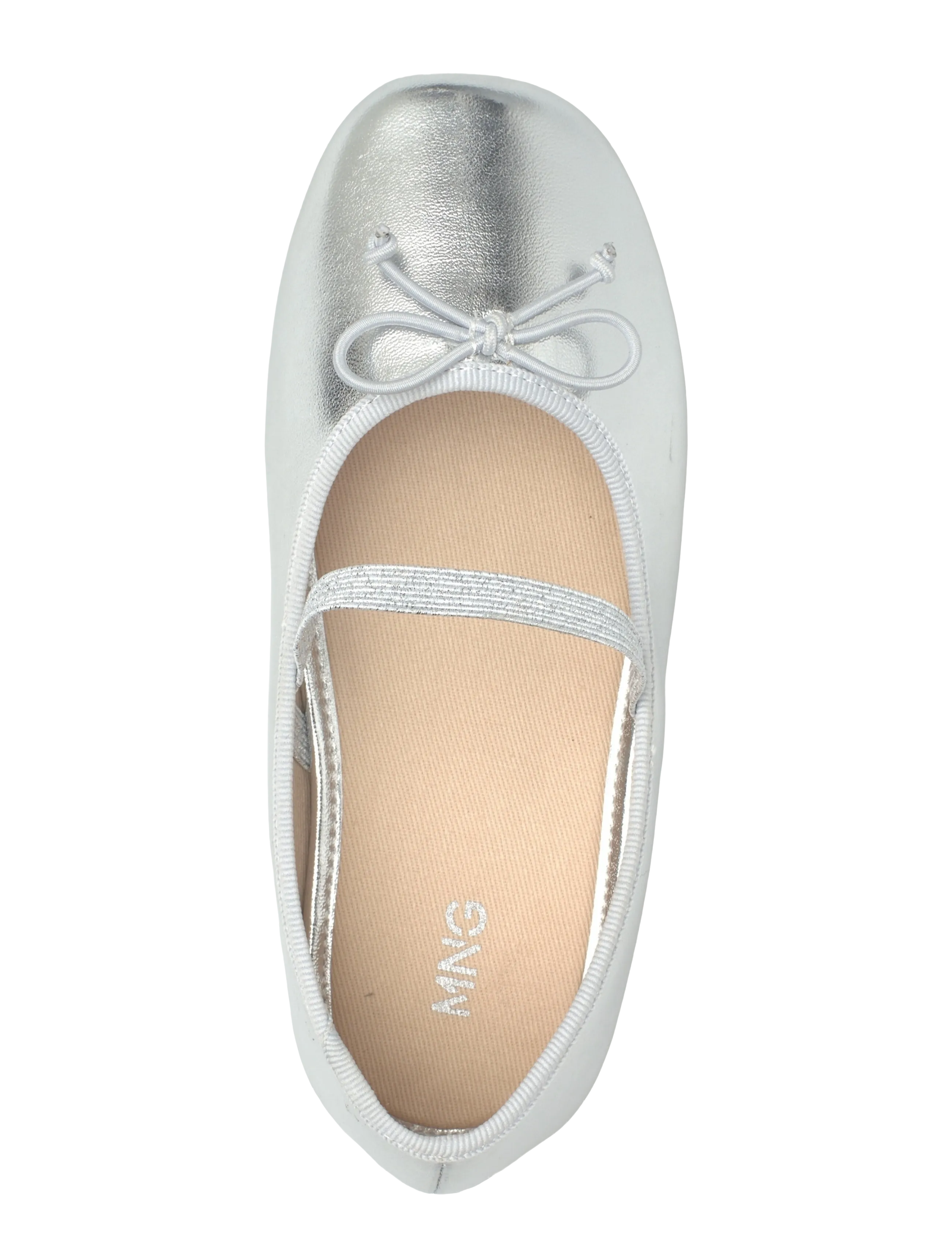 Mango - Metallic ballet flats with bow - silver - 3