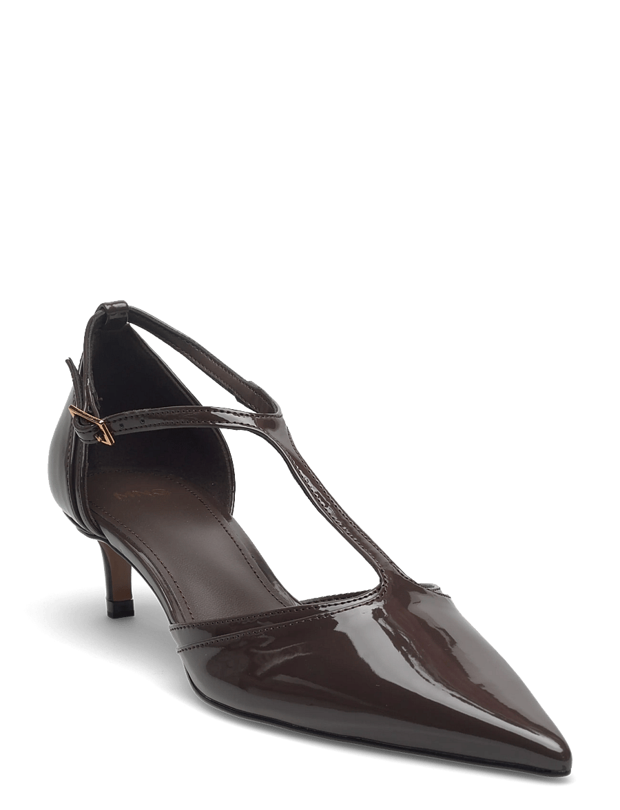 Mango - Kitten-heel patent leather shoes - pumps - beige - khaki - 0