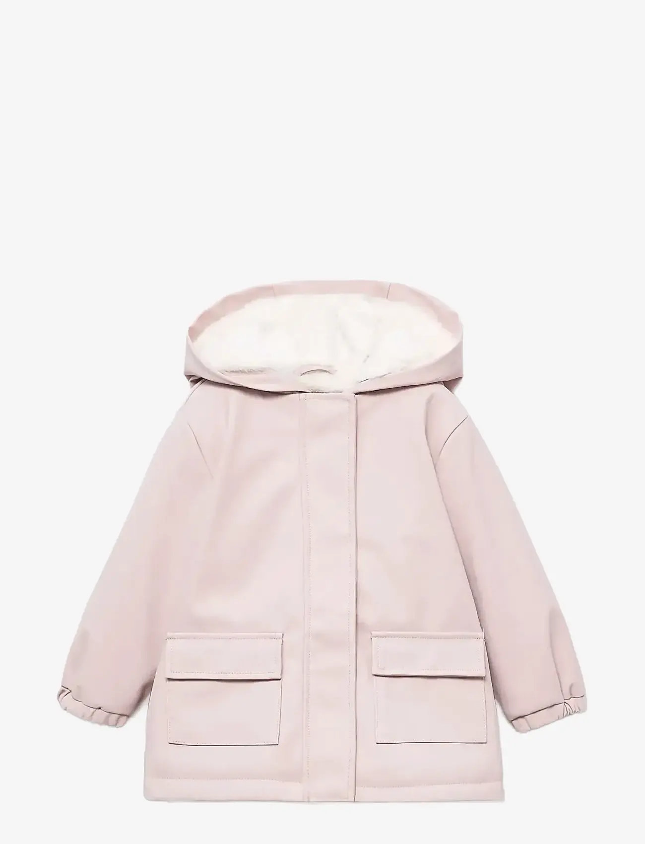 Mango - Rubberised coat with fur-effect lining - overtøj - pink - 0