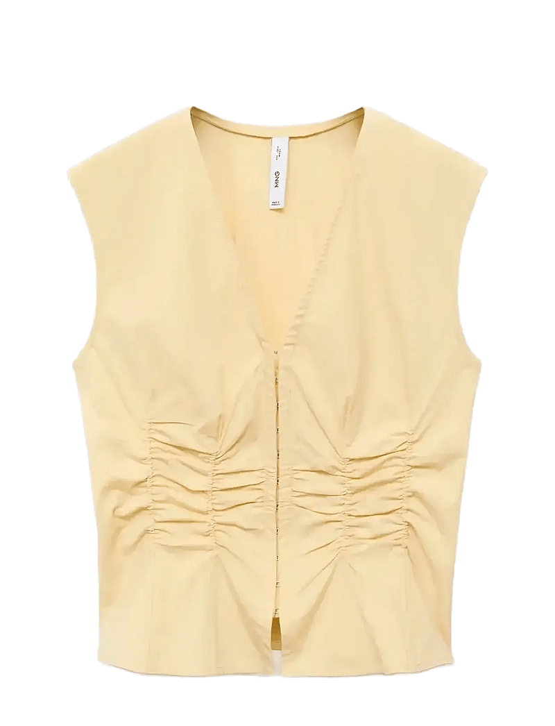 Mango - Gathered cotton blouse - Ärmlösa blusar - yellow - 1