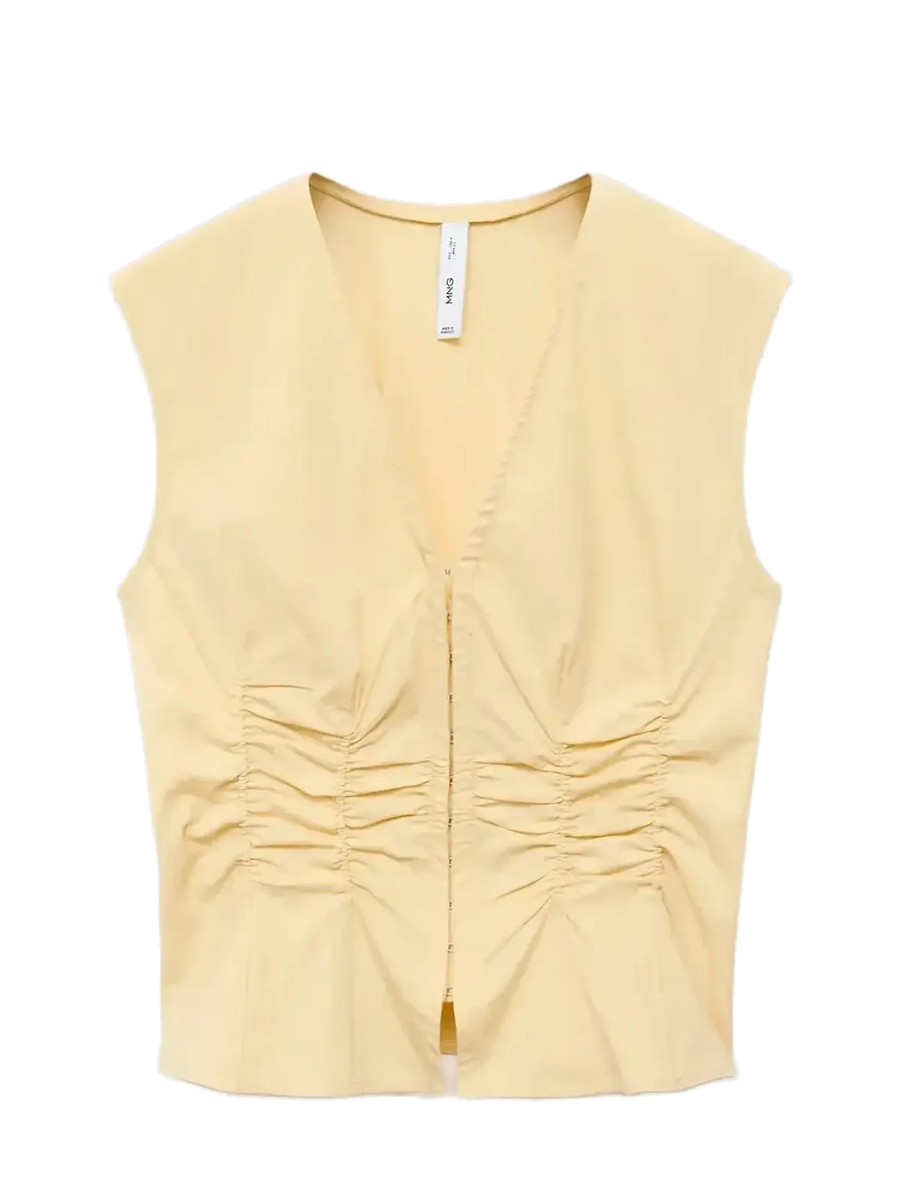 Mango Gathered cotton blouse - Bluser - YELLOW / yellow