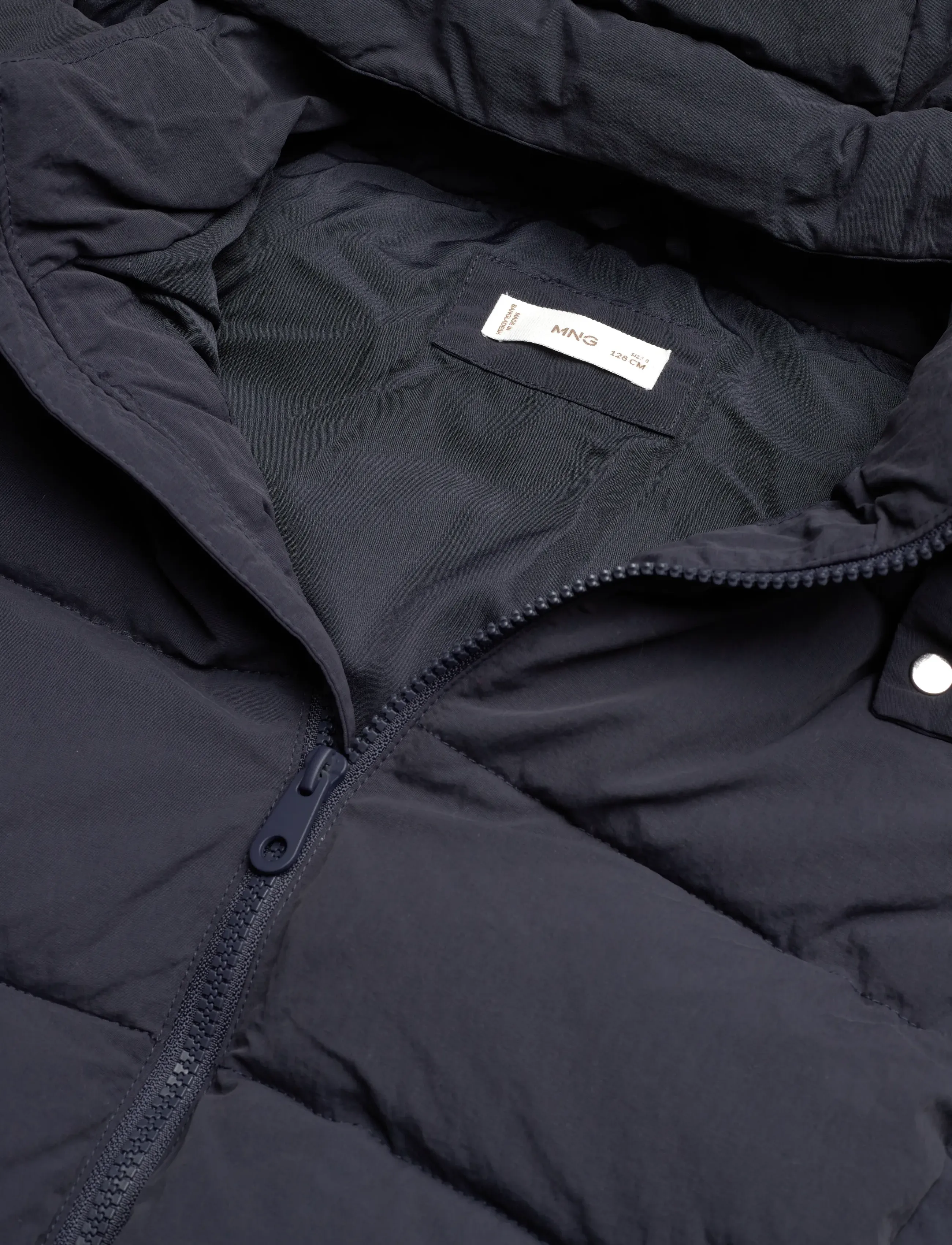 Mango - Hood puffer coat - yttertøy - navy - 4