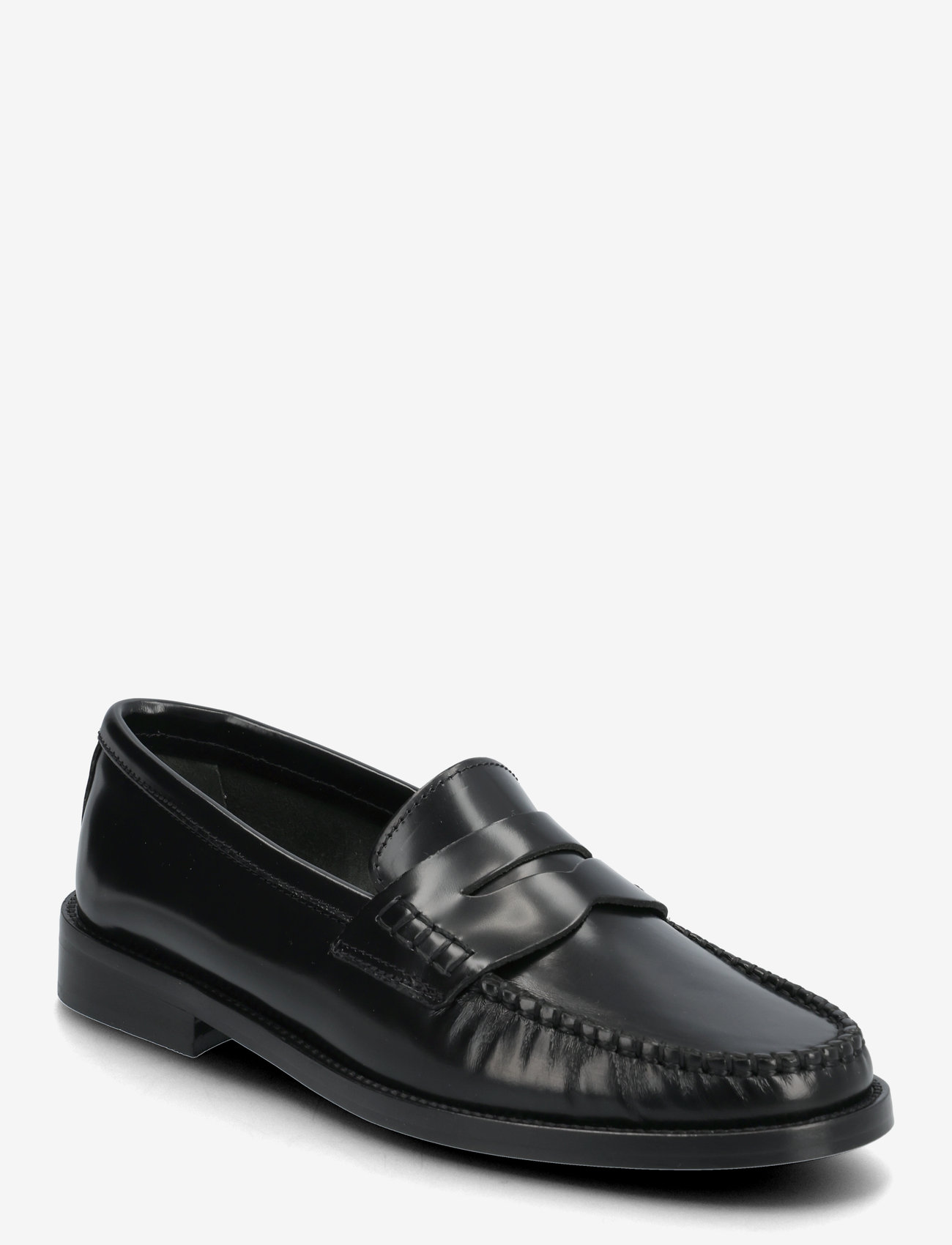 Mango - Gathered leather moccasin - black - 1