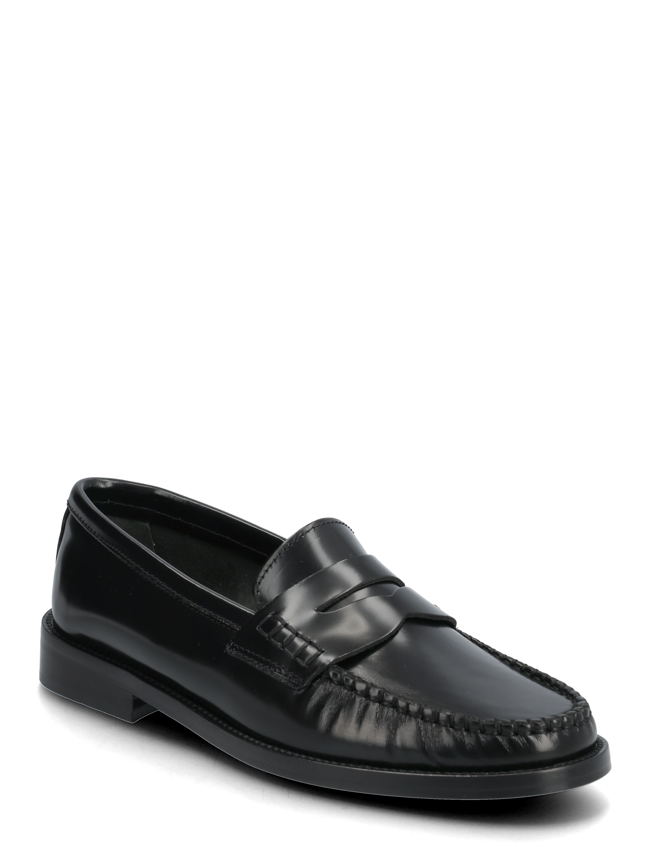 Mango Gathered leather moccasin - Loafers - BLACK / black