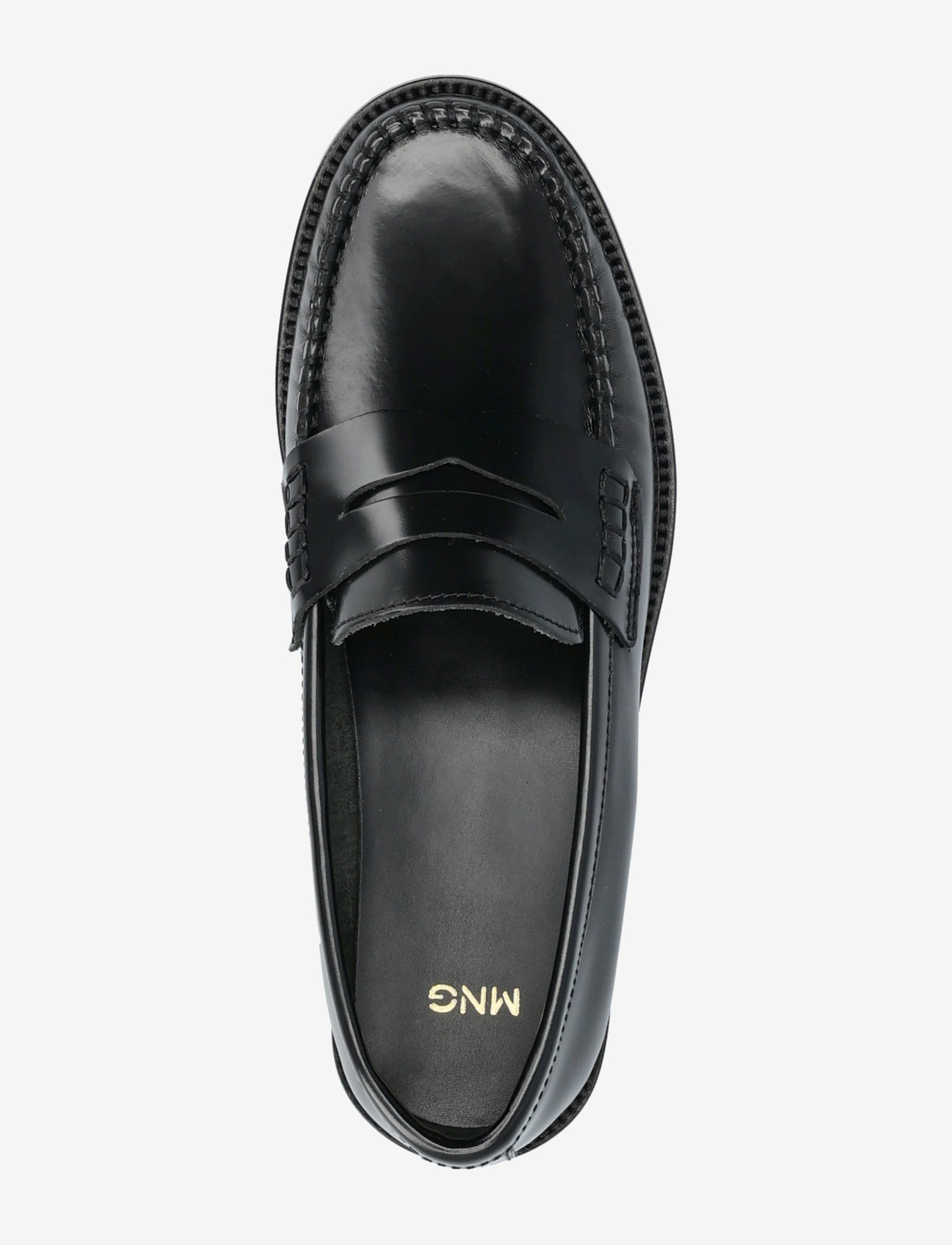 Mango - Gathered leather moccasin - black - 4