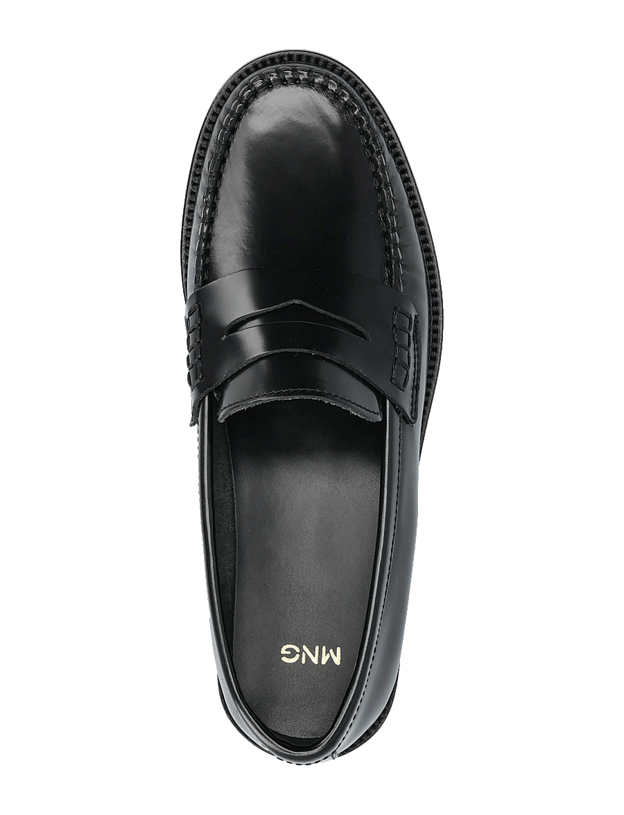 Mango - Gathered leather moccasin - mode trends - black - 4