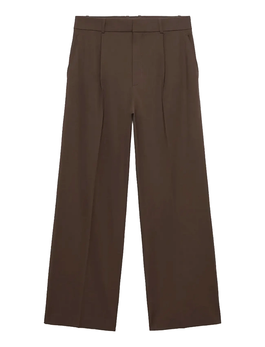 Mango - Low-rise wide leg trousers - kostymbyxor - brown - 1