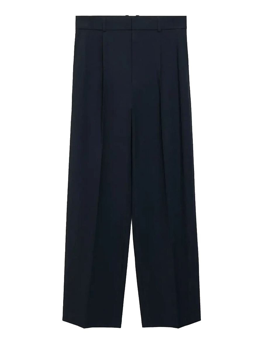 Mango - Low-rise wide leg trousers - kostymbyxor - navy - 1