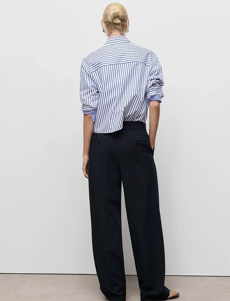 Mango - Low-rise wide leg trousers - kostymbyxor - navy - 2