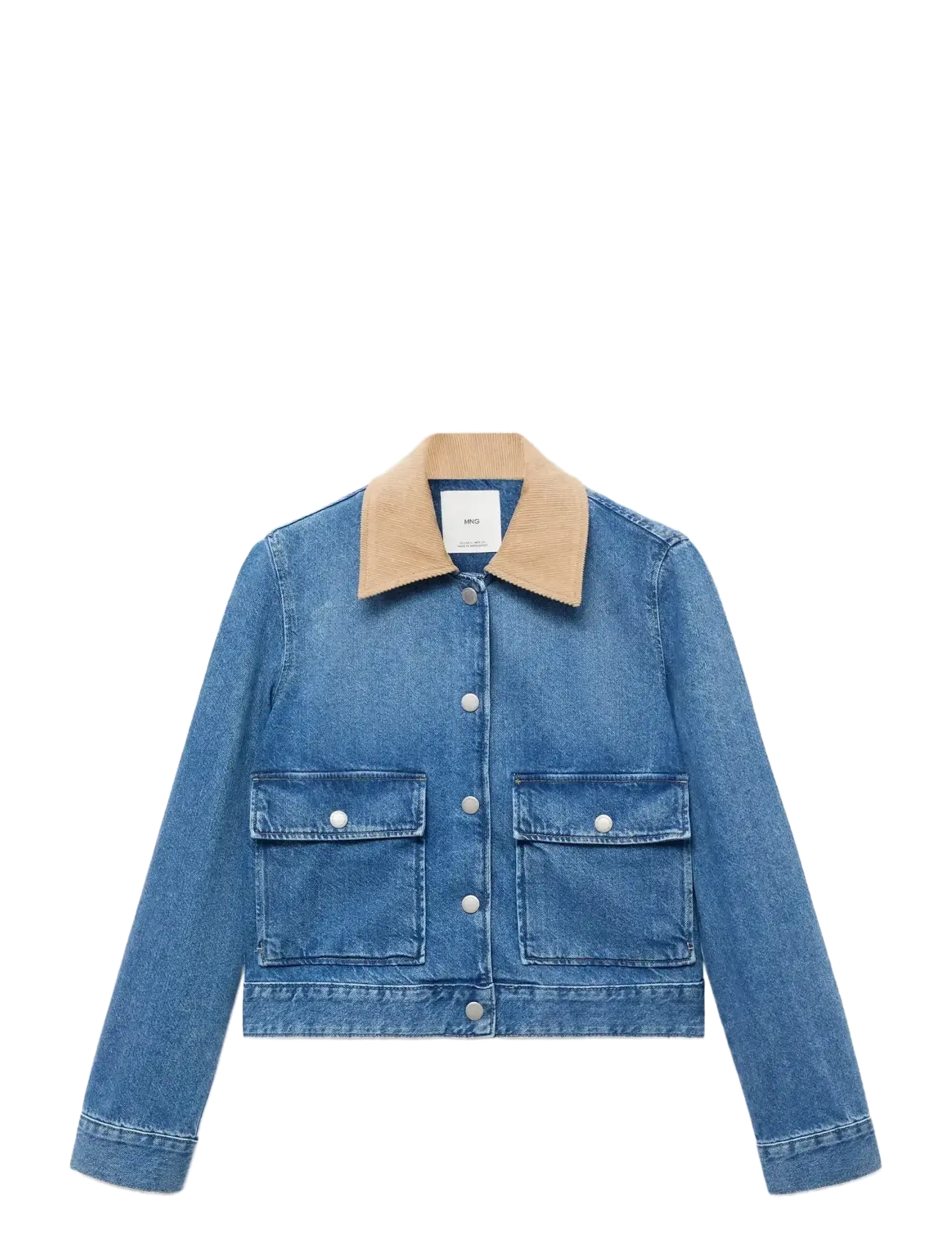 MANGO Kordsamt Collar Denim Jacke Blau - XS - Damen