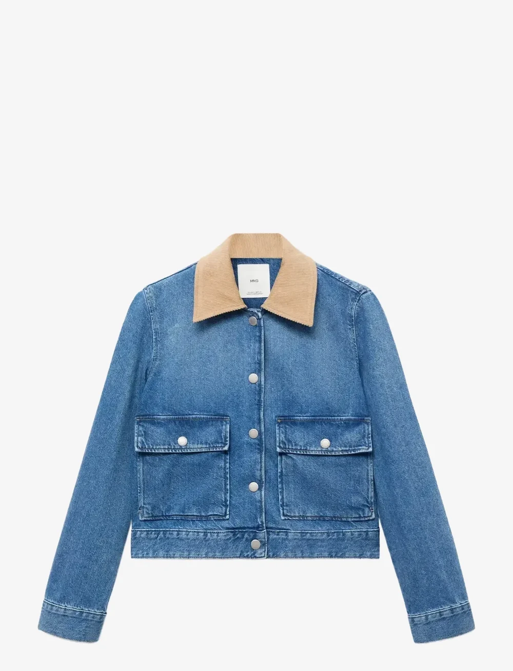 Mango - Corduroy collar denim jacket - denimjakker - open blue - 1