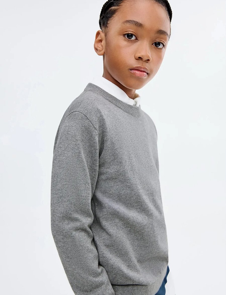 Mango - Essential cotton-blend sweater - trøjer - medium grey - 0