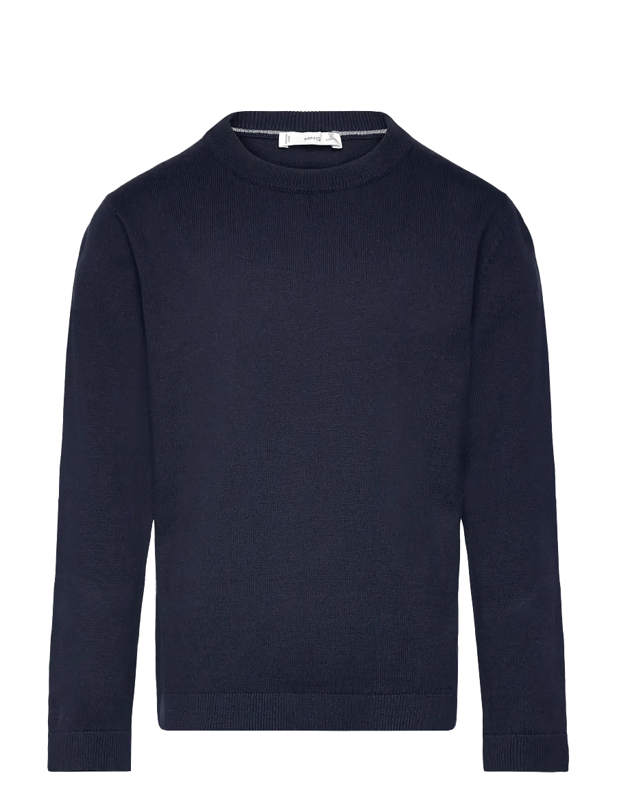 Mango - Essential cotton-blend sweater - stickade tröjor - navy - 0