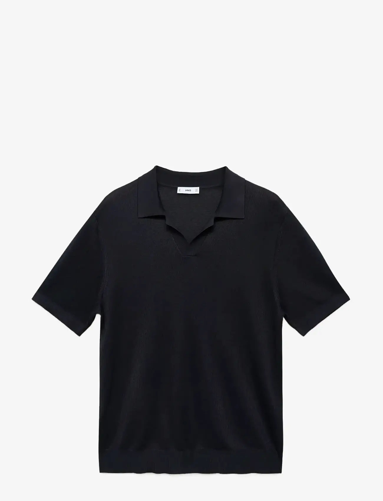 Mango - Cotton polo shirt with microstructure - stickade pikéer - dark blue - 1