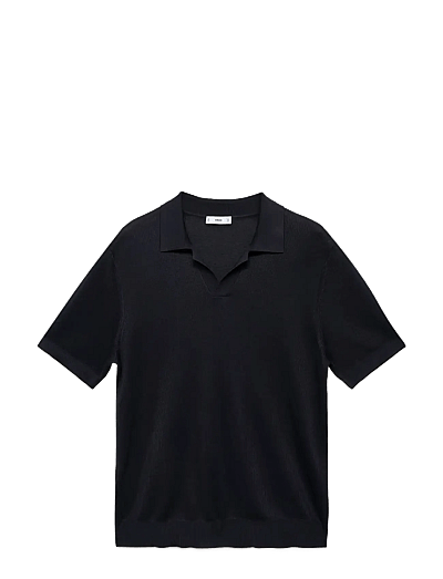 Cotton Polo Shirt With Microstructure - KortæRmede Poloer
