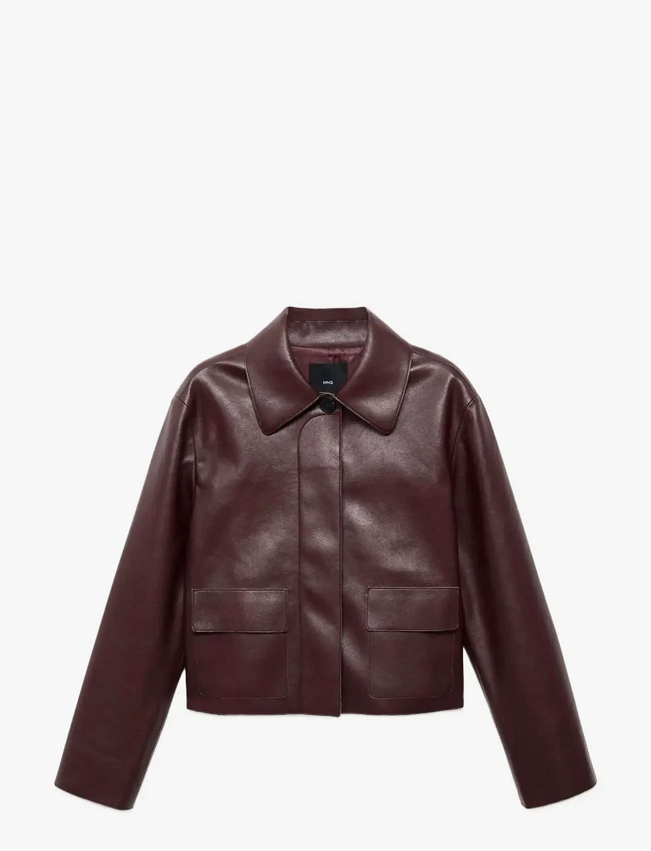Mango - Faux-leather jacket with pockets - vårjackor - dark red - 0