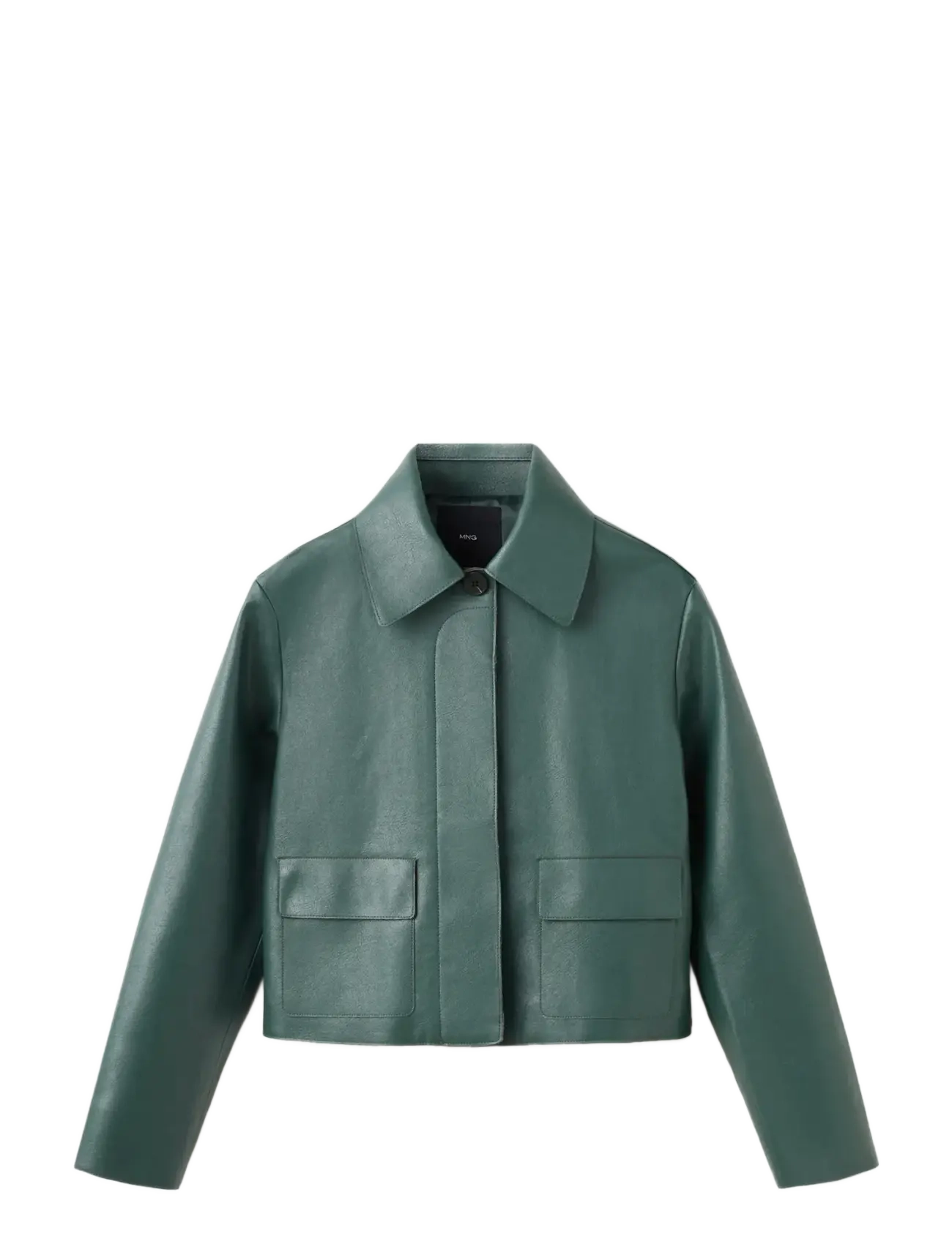 MANGO Faux-Leder Jacke With Pockets Grün - XS - Damen
