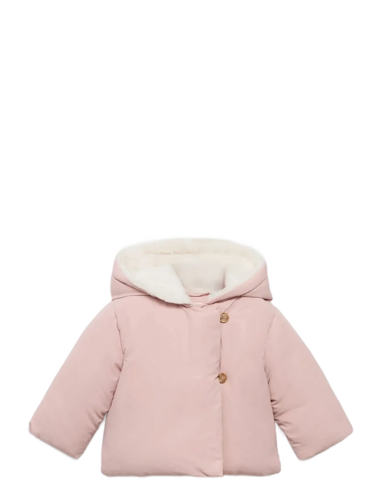 Mango Anorak with shearling-effect hood - Overtøj - LT-PASTEL PINK / pink/rose