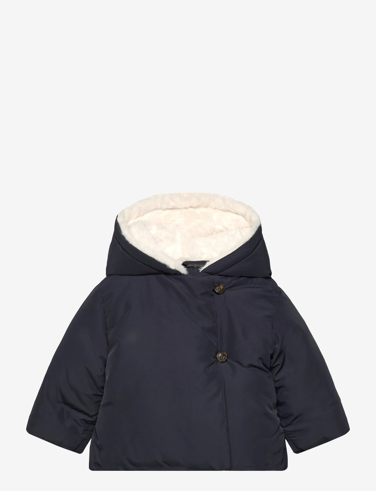 Mango - Anorak with shearling-effect hood - overtøj - navy - 0
