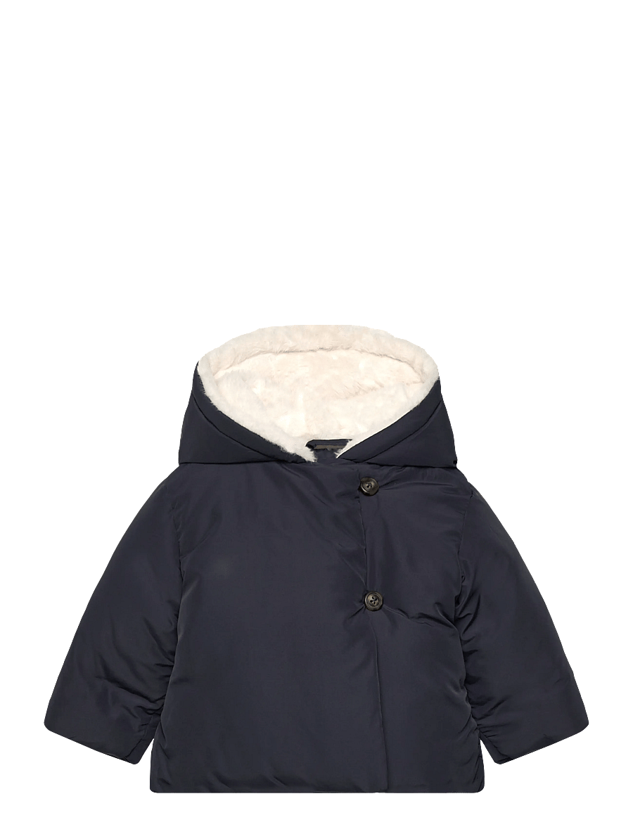 Mango - Anorak with shearling-effect hood - anoraker - navy - 0