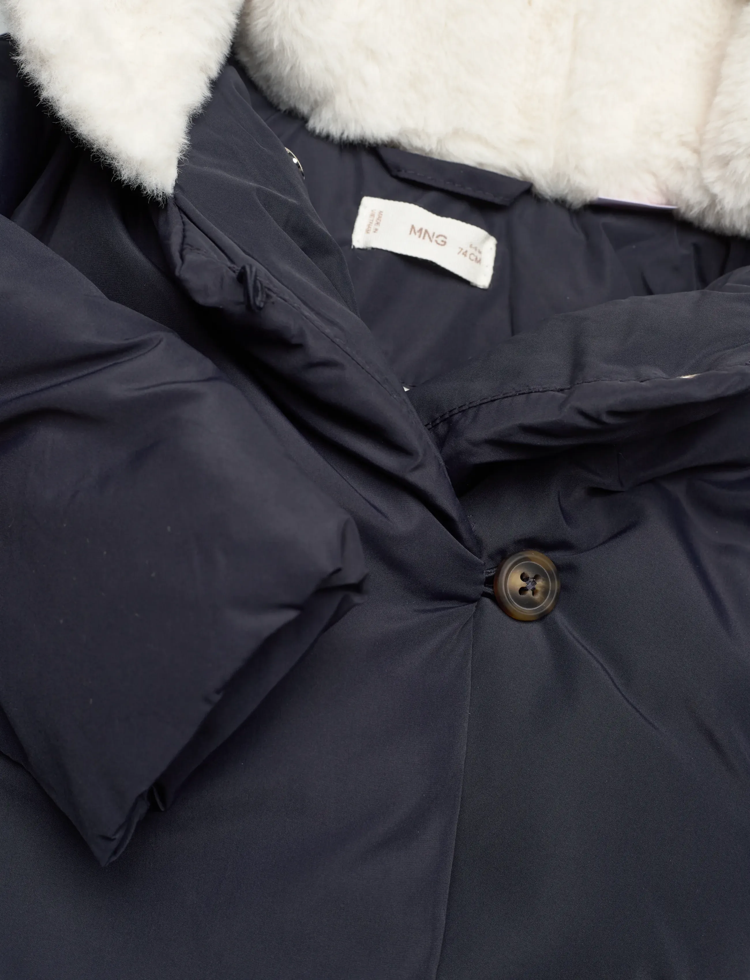 Mango - Anorak with shearling-effect hood - jacken & mäntel - navy - 2