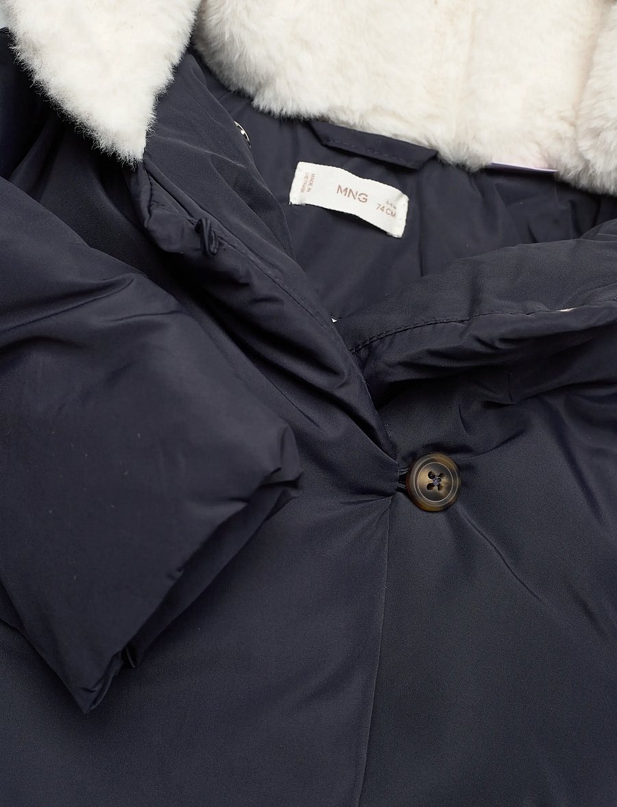 Mango - Anorak with shearling-effect hood - anoraker - navy - 2