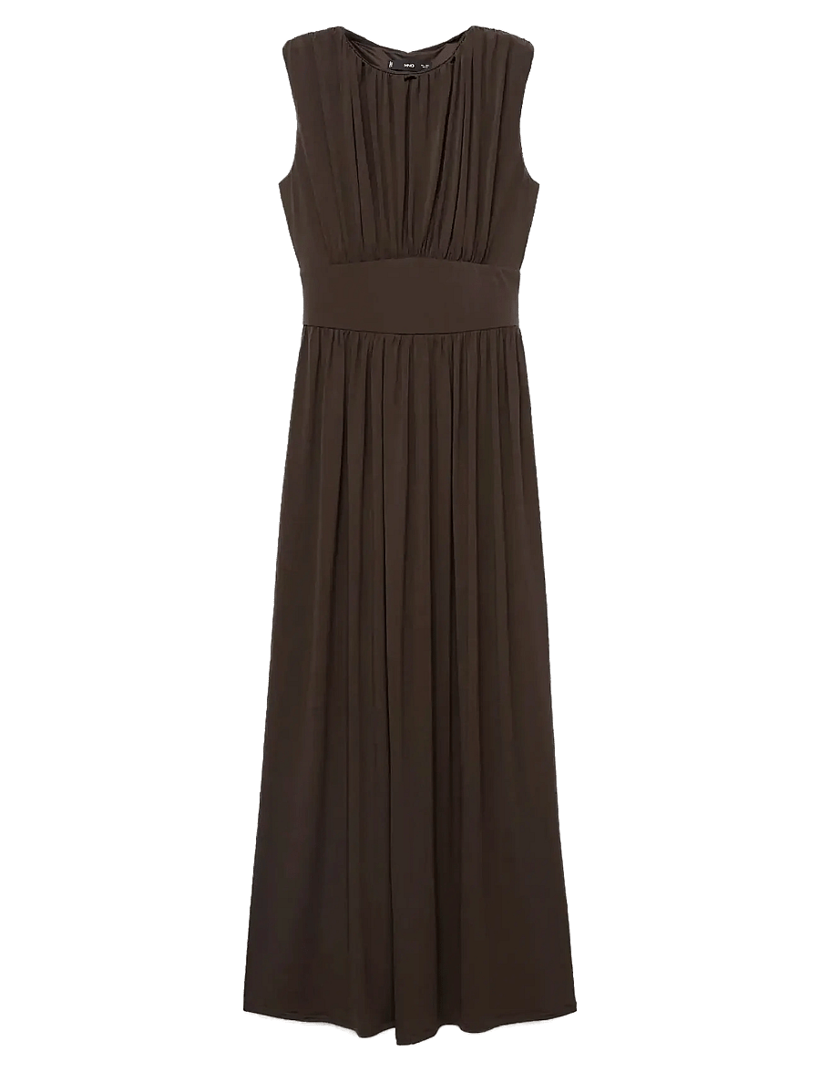 Mango - Ruched long dress - brown - 1