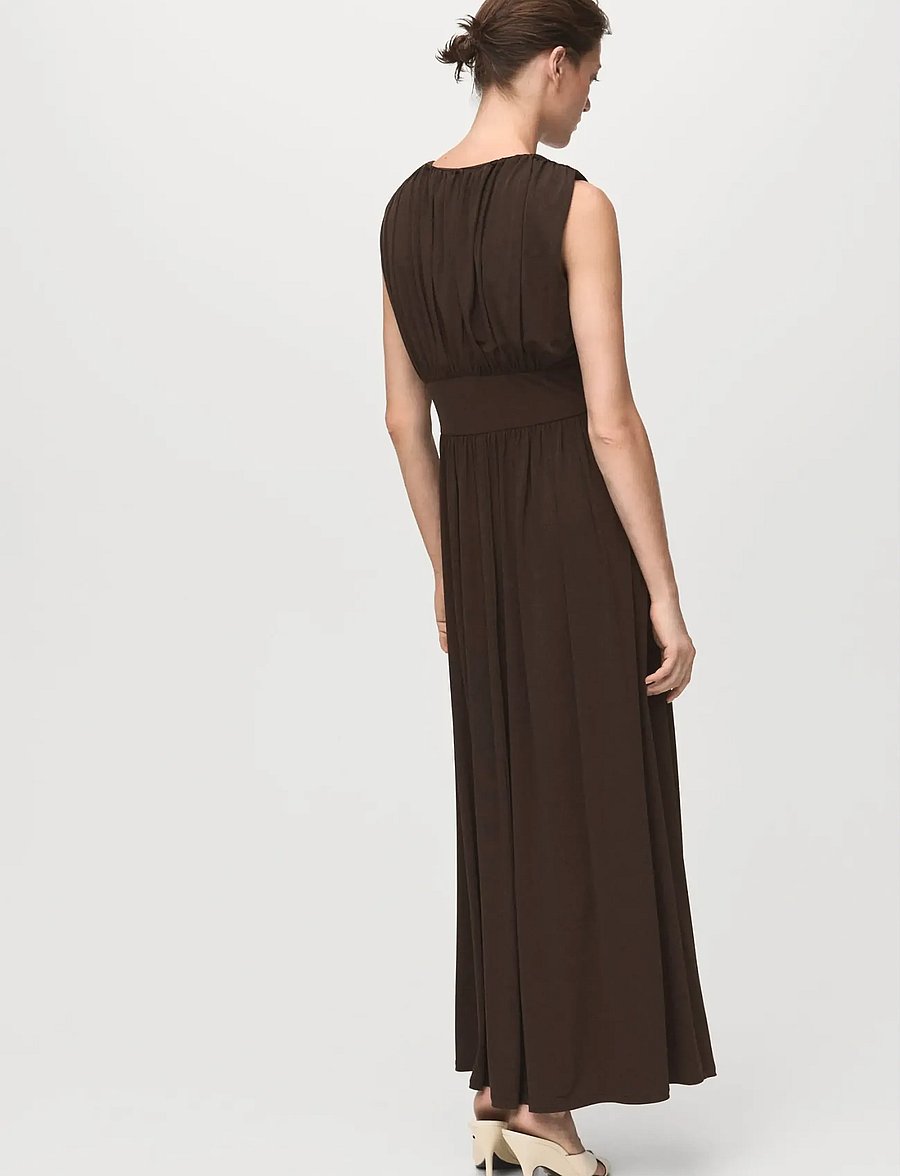 Mango - Ruched long dress - brown - 2
