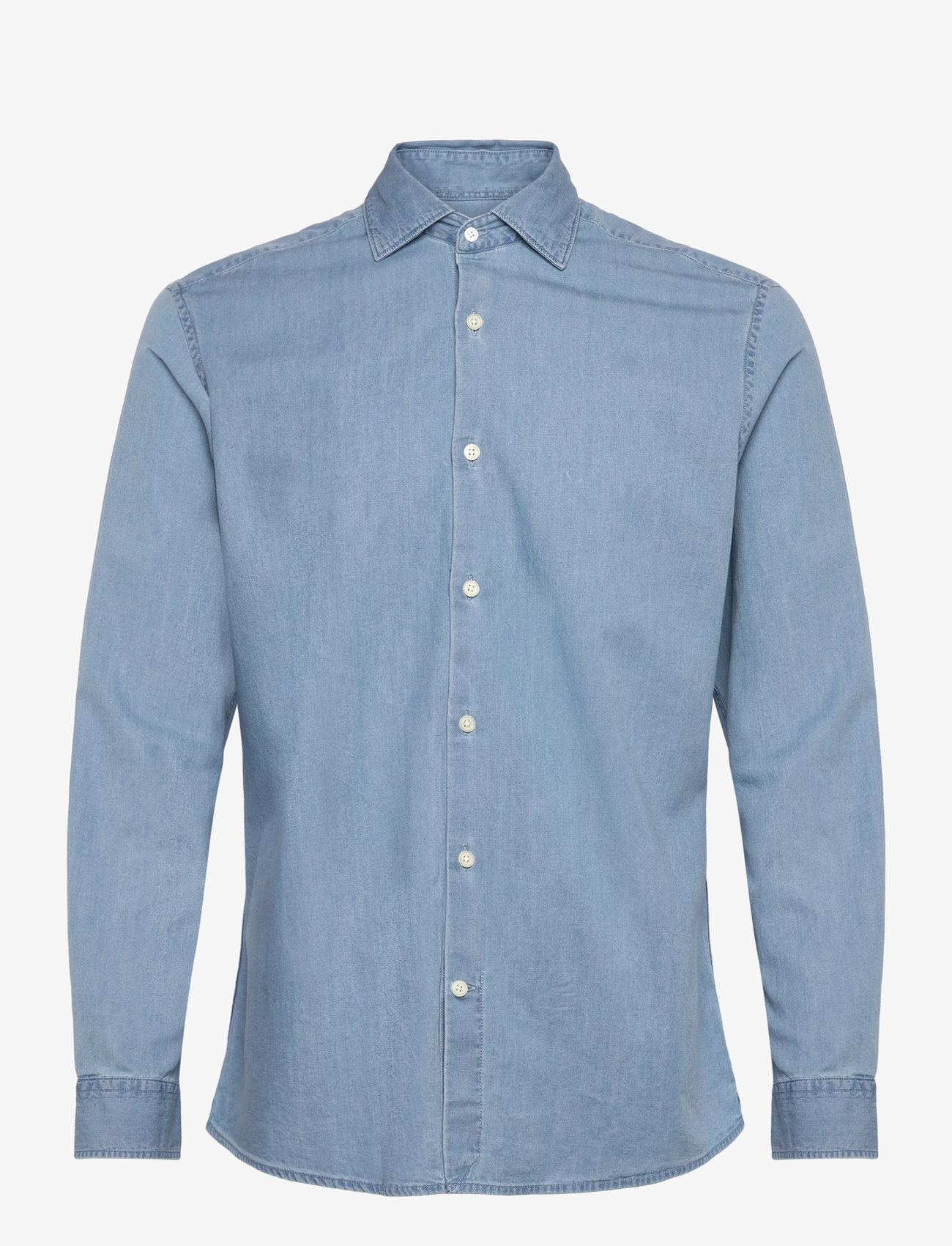 Mango - 100% cotton chambray shirt - denim shirts - open blue - 1