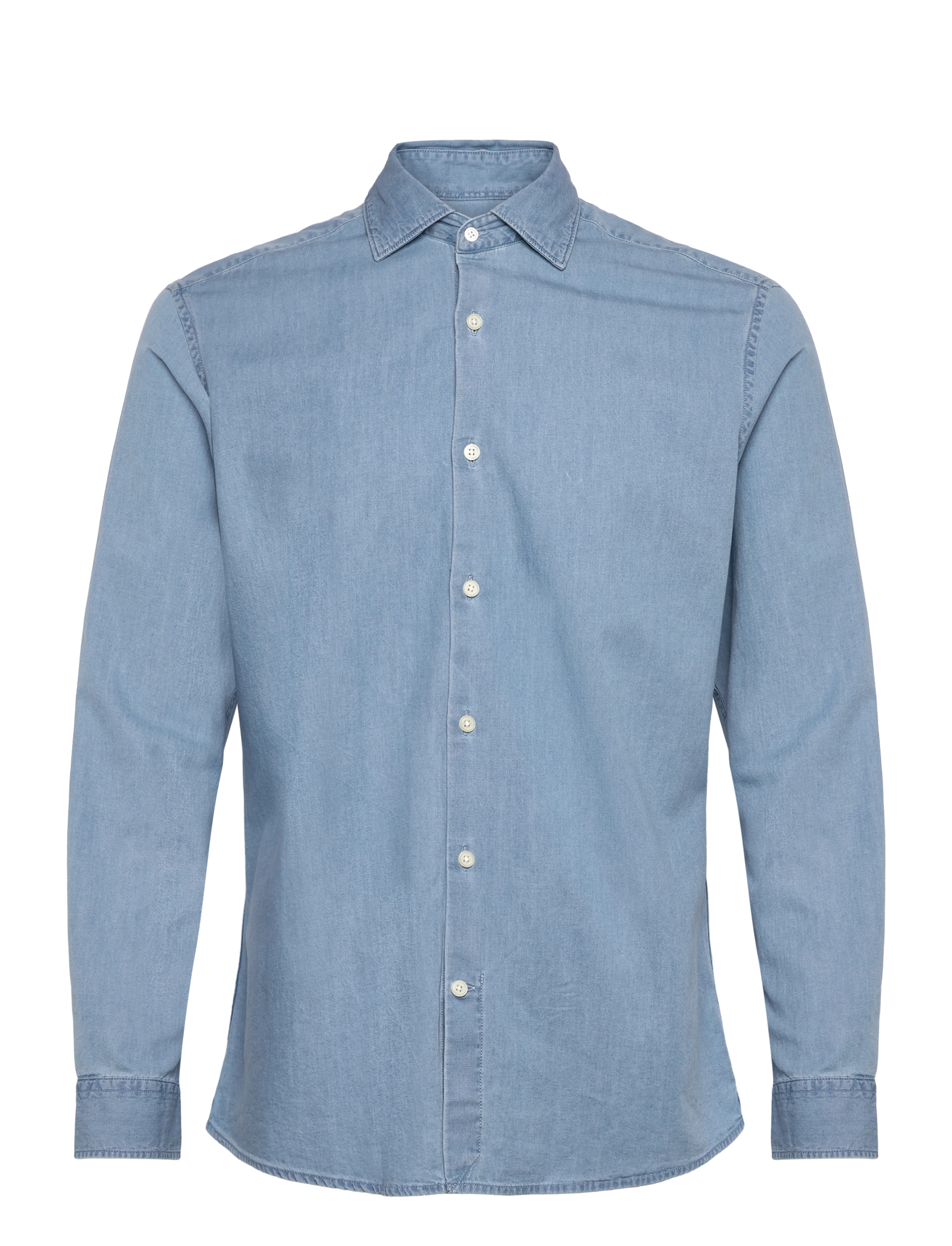 Mango 100% cotton chambray shirt - Vabaajasärgid - OPEN BLUE / blue