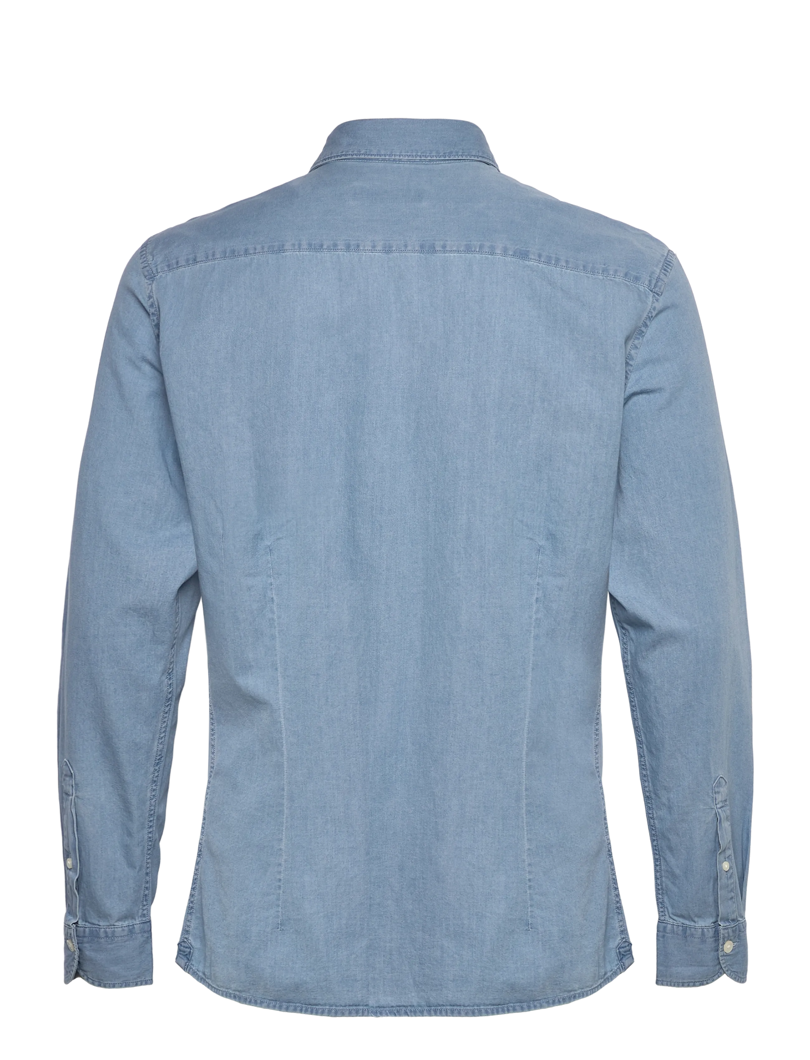Mango - 100% cotton chambray shirt - open blue - 2