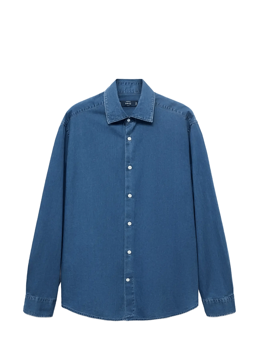 Mango - 100% cotton chambray shirt - denimskjorter - open blue - 1