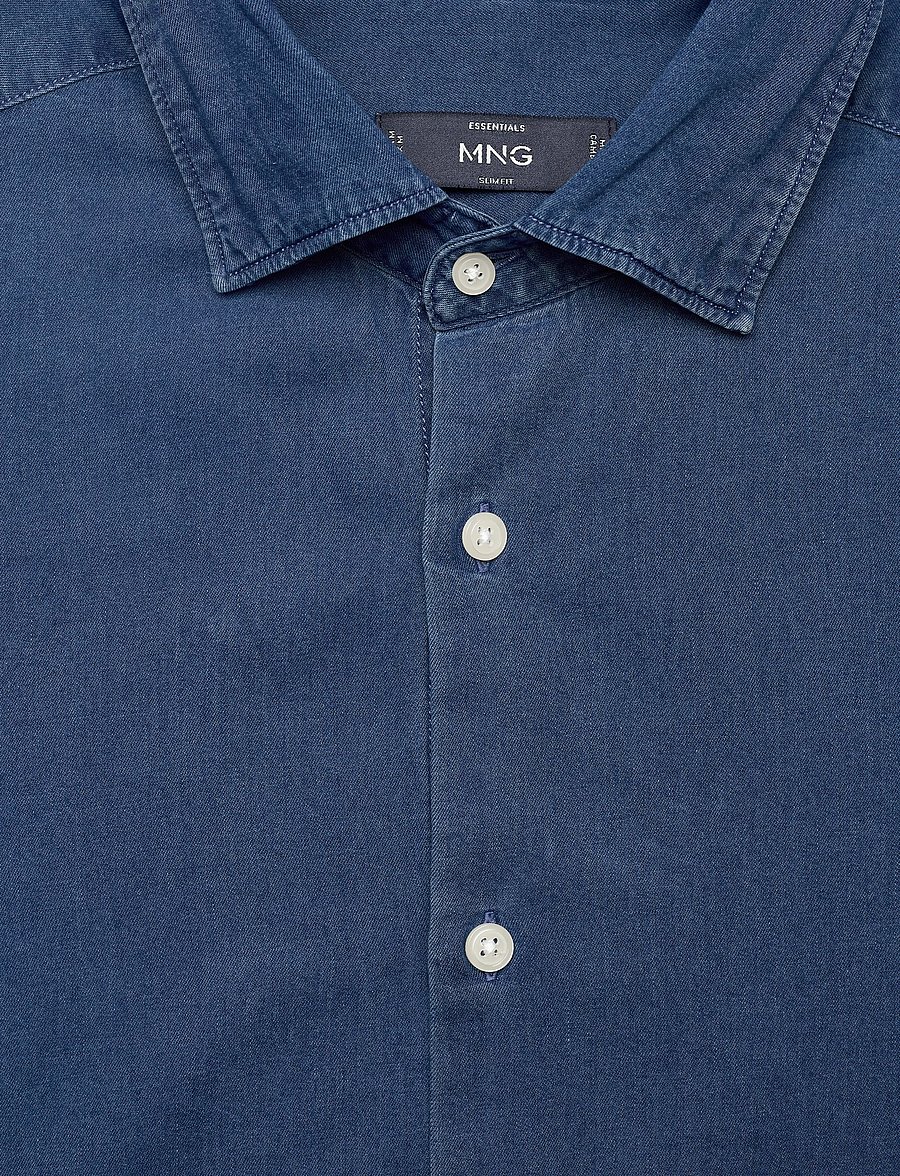 Mango - 100% cotton chambray shirt - denimskjorter - open blue - 4