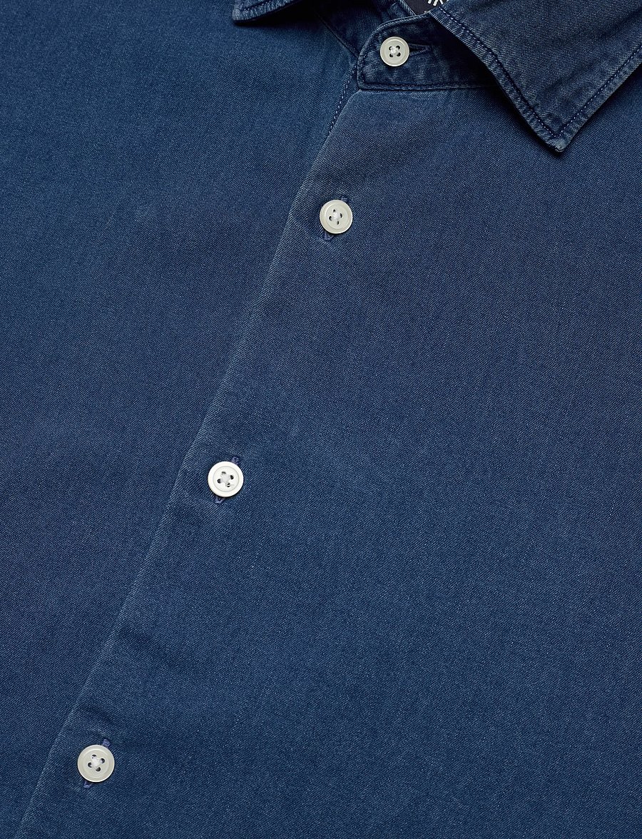 Mango - 100% cotton chambray shirt - denimskjorter - open blue - 5