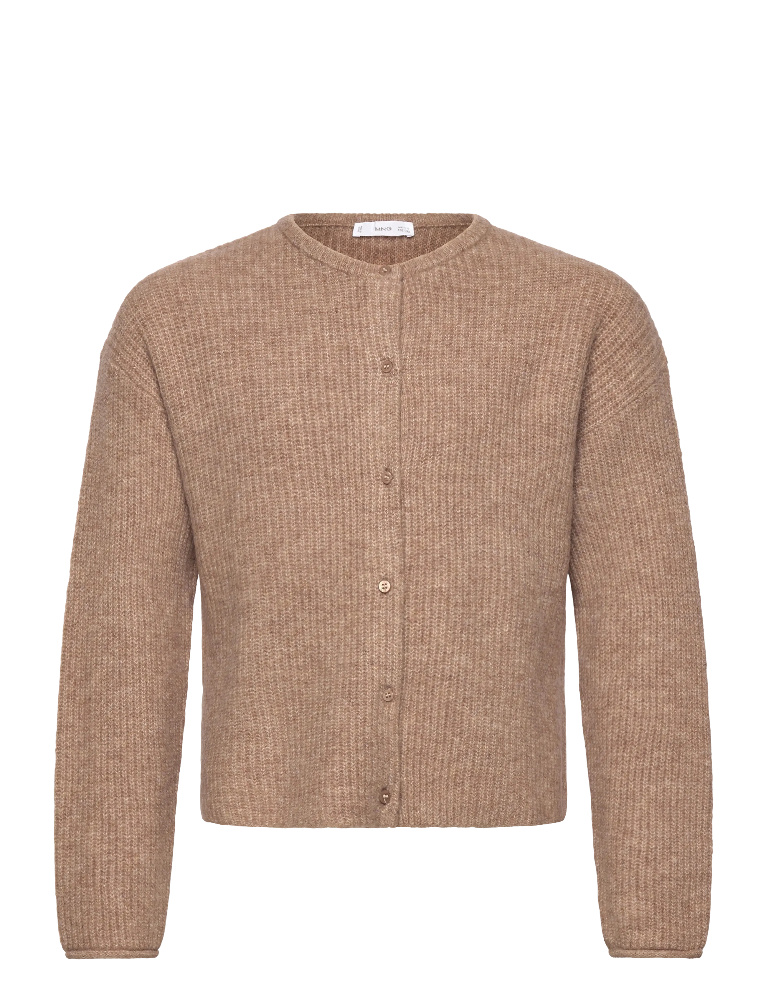 Mango Knitted Button Cardigan, 9-10, Knitwear, Beige - Cardigans, Kinder