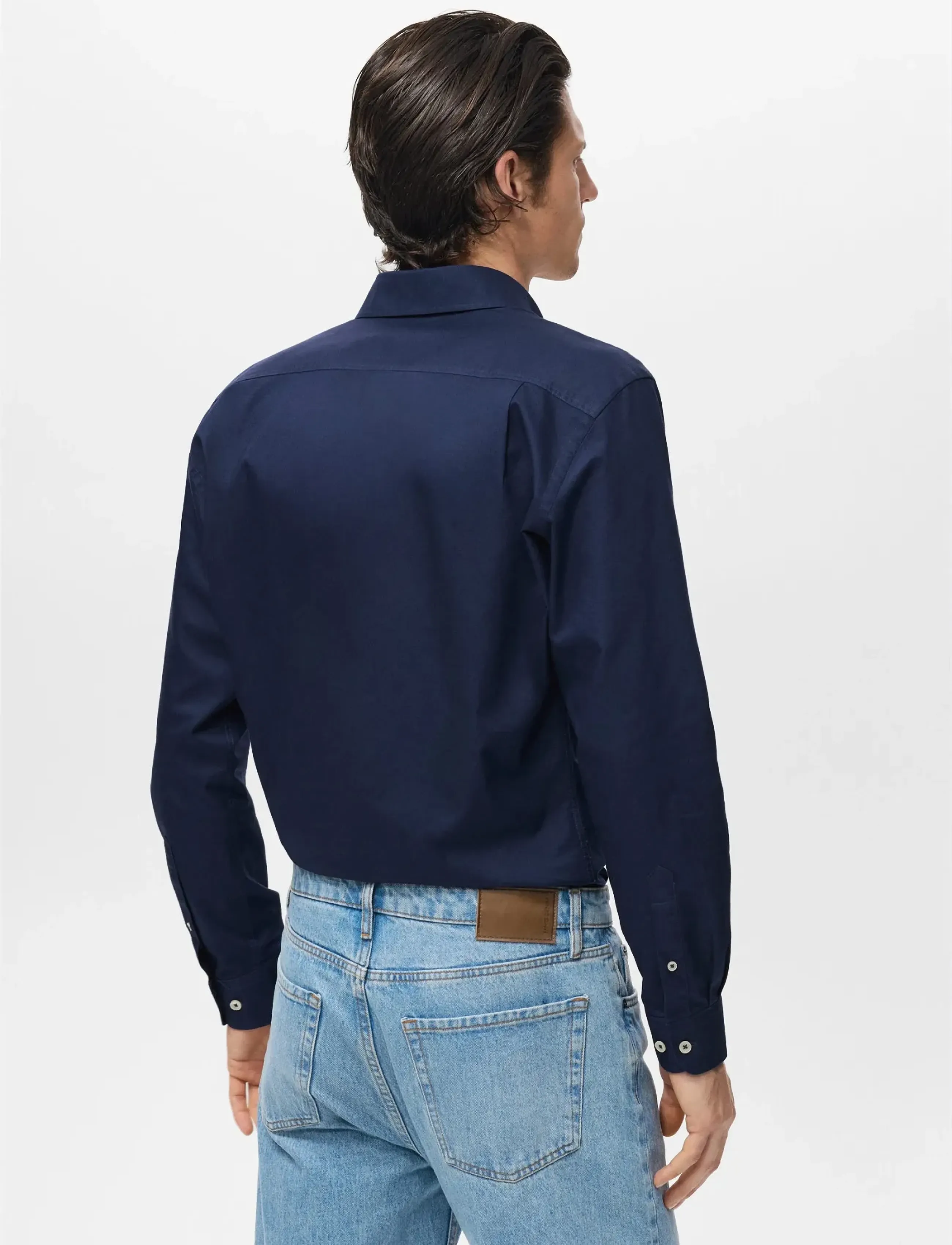 Mango - 100% cotton Oxford shirt - navy - 3