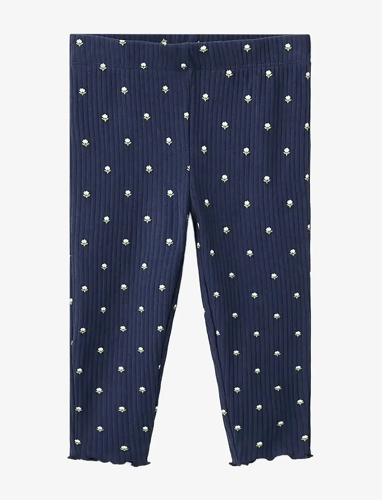 Mango - Ribbed floral leggings - efterårstøj - navy - 0