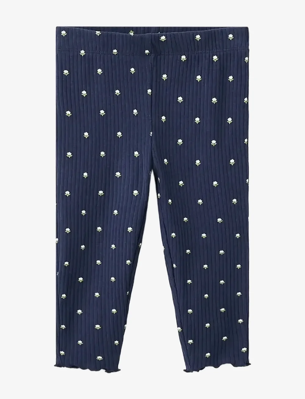 Mango - Ribbed floral leggings - leggings - navy - 0
