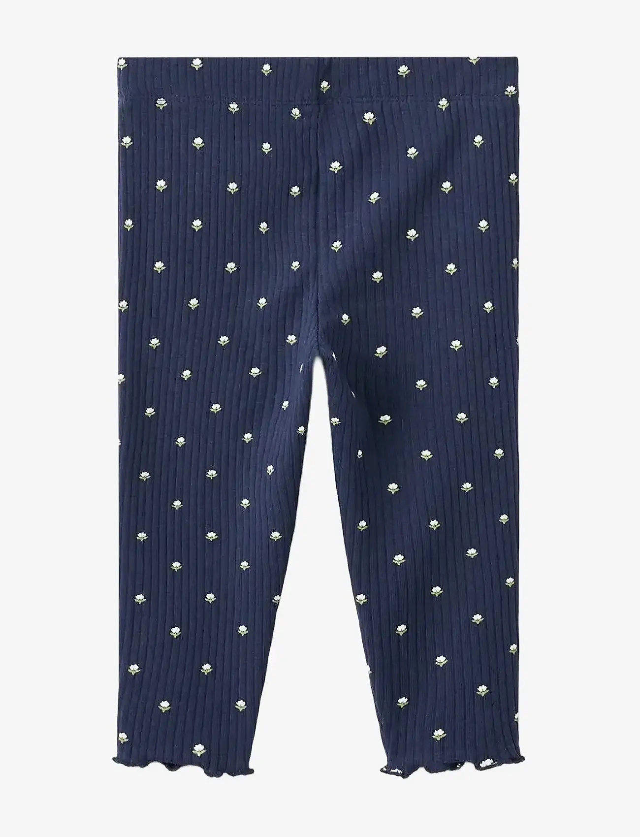 Mango - Ribbed floral leggings - efterårstøj - navy - 1