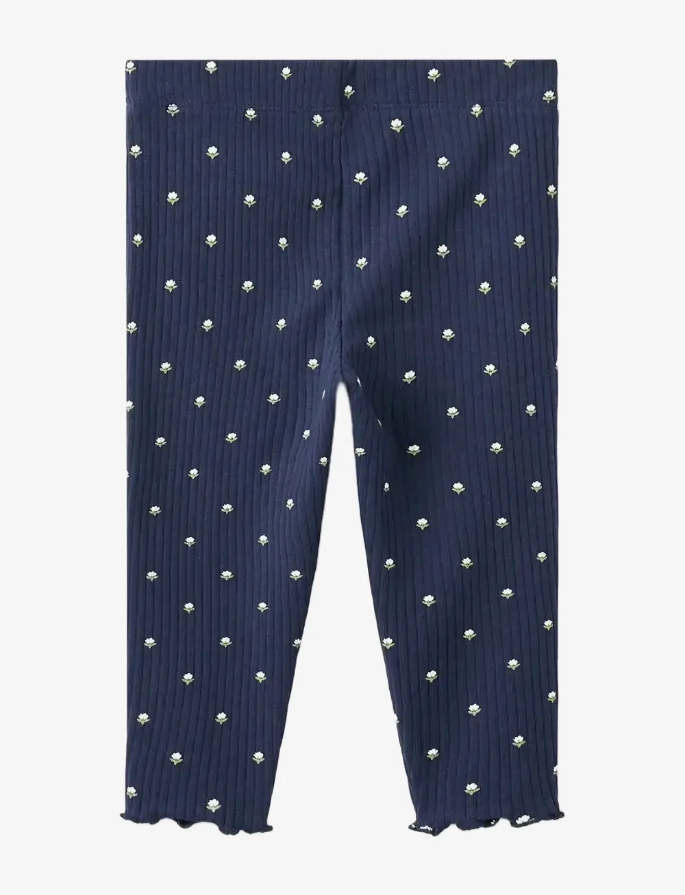 Mango - Ribbed floral leggings - leggings - navy - 1