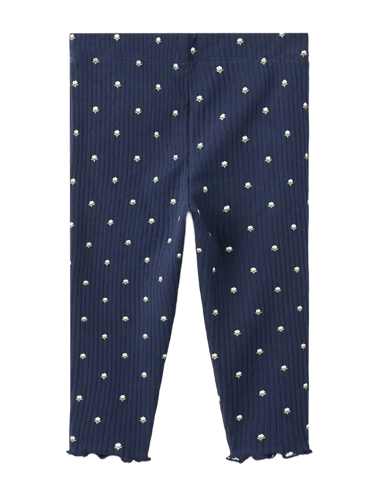 Mango - Ribbed floral leggings - leggings - navy - 1