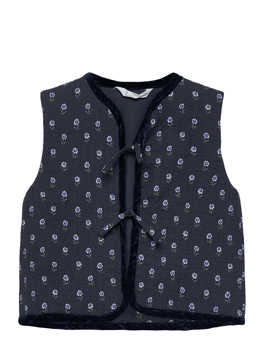 Mango - Floral quilted gilet - veste - navy - 0
