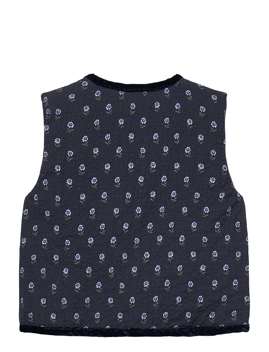 Mango - Floral quilted gilet - veste - navy - 1
