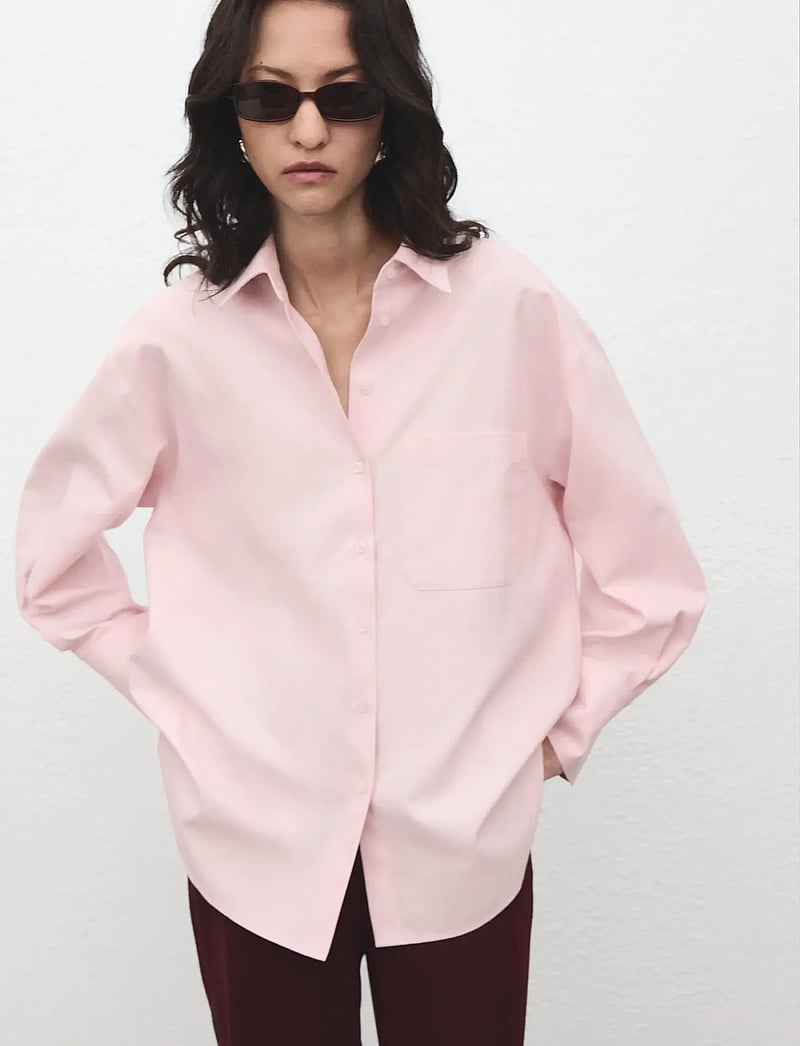 Mango - Pocket oversize shirt - langærmede skjorter - lt-pastel pink - 0