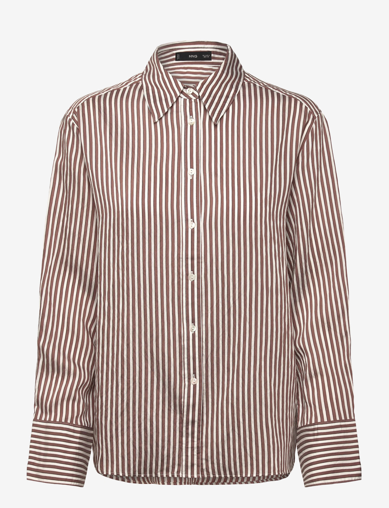 Mango - Striped straight shirt - kurzärmlige hemden - brown - 0