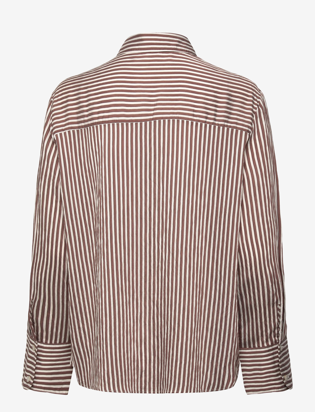 Mango - Striped straight shirt - kurzärmlige hemden - brown - 1
