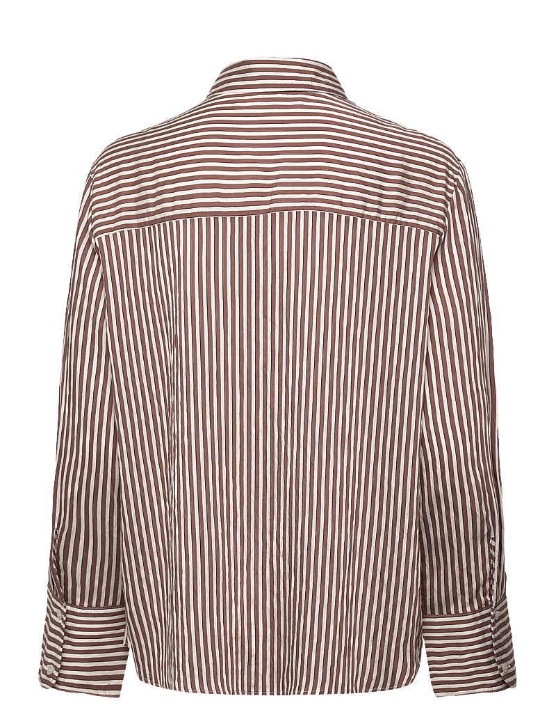 Mango - Striped straight shirt - kurzärmlige hemden - brown - 1