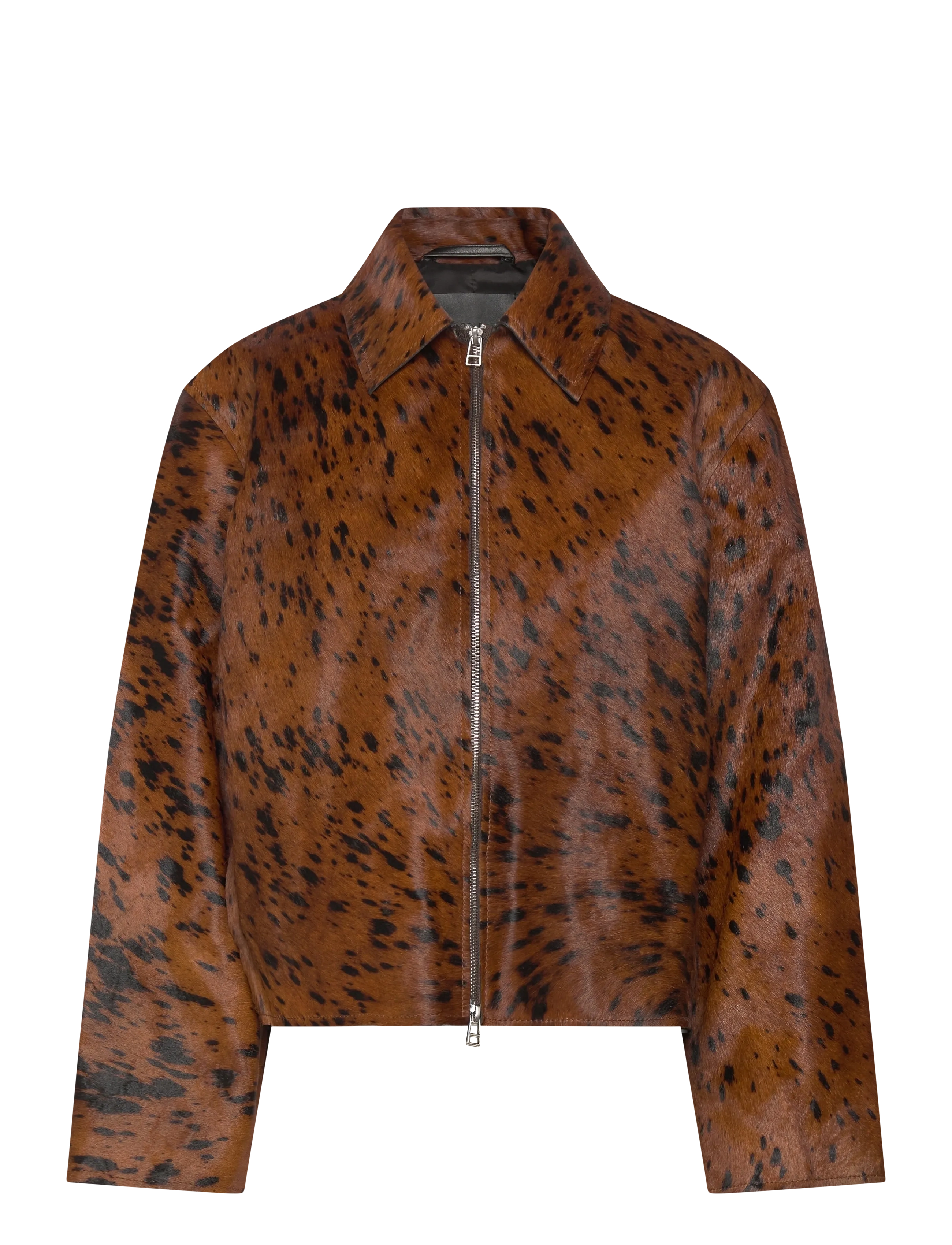 100% leather fur jacket - MEDIUM BROWN