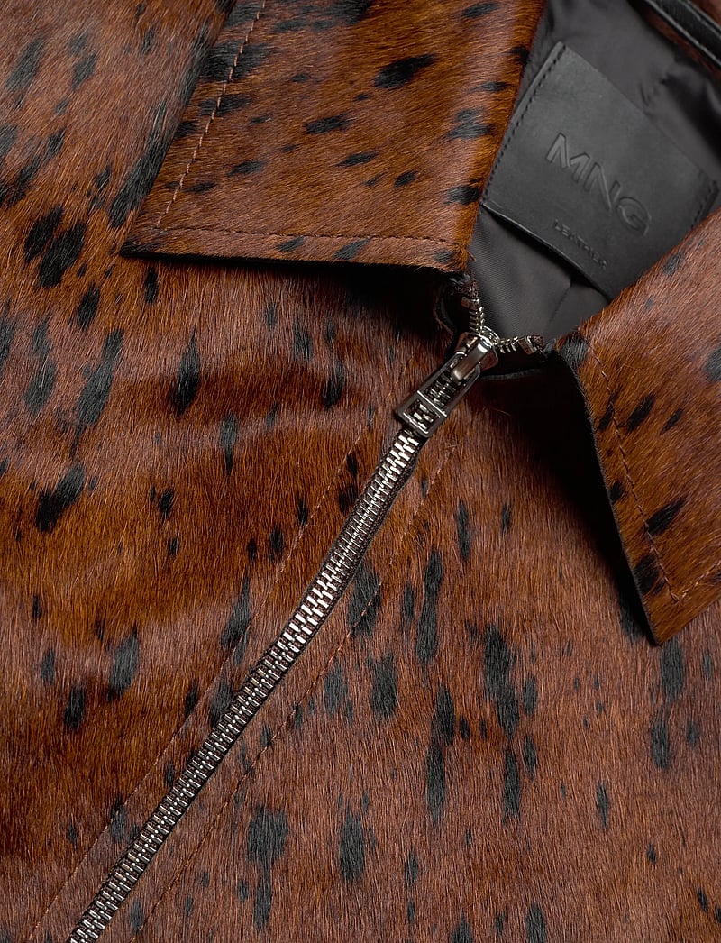 Mango - 100% leather fur jacket - medium brown - 4